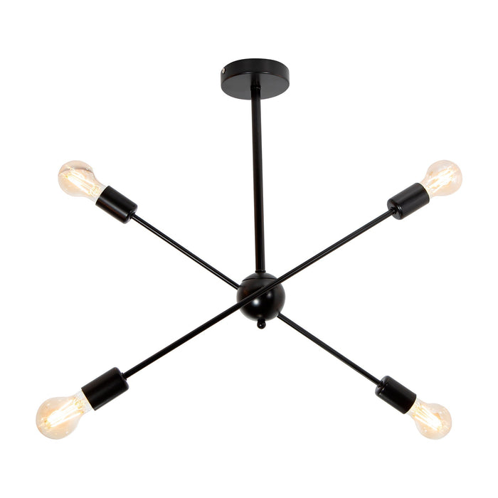 Lámpara Colgante Moderno Negro 60w E27 4 Luces