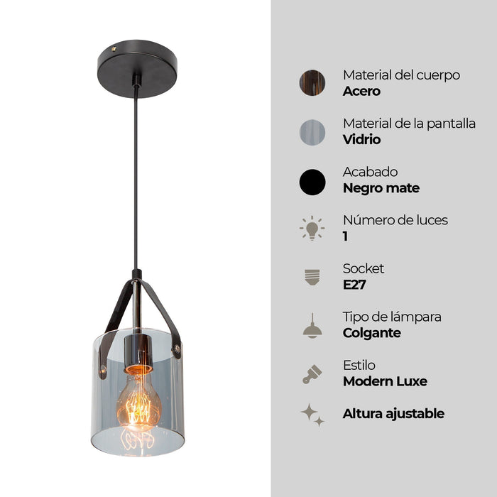Lámpara Colgante Modern Luxe Negro E27 10w 1 Luz