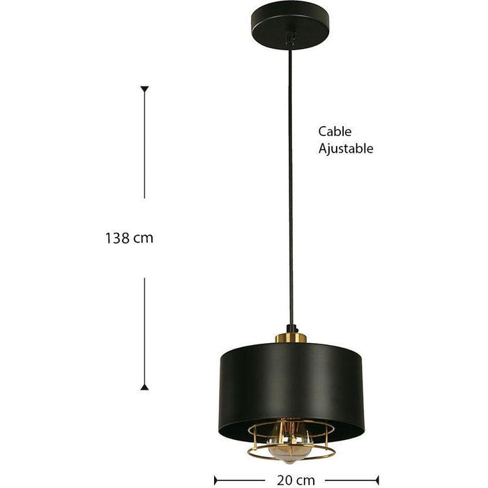 Lámpara Colgante Negro 1L E27 40W