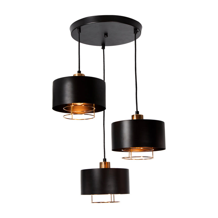 Lámpara Colgante Moderna Negro Socket E27 40w 3 Luces