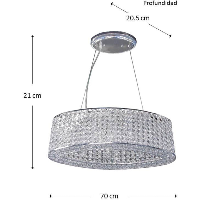 LAMP. COLGANTE TECHO CRISTAL CROMO 7L G9 40W (B/I) (CONVERTIBLE)