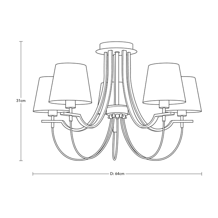Lámpara de Techo Modern Luxe Plateada E14 40w 5 Luces