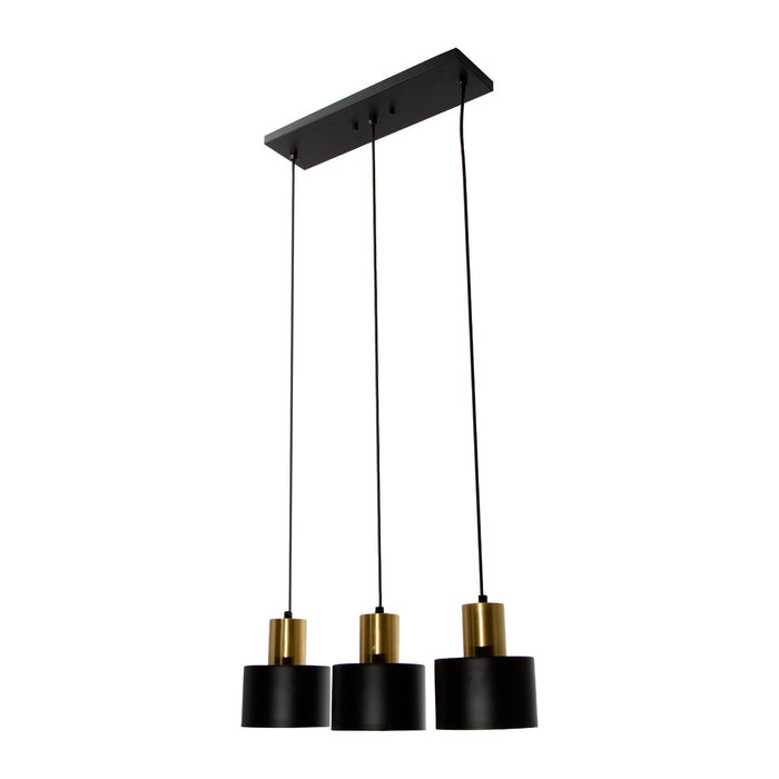 Lámpara Colgante Moderno Negro y Dorado 60w E27 3 Luces