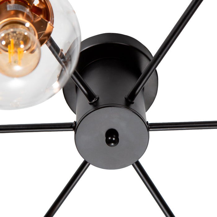 Lámpara de Techo Sputnik Negro Mate Oro E27 40w 6 Luces