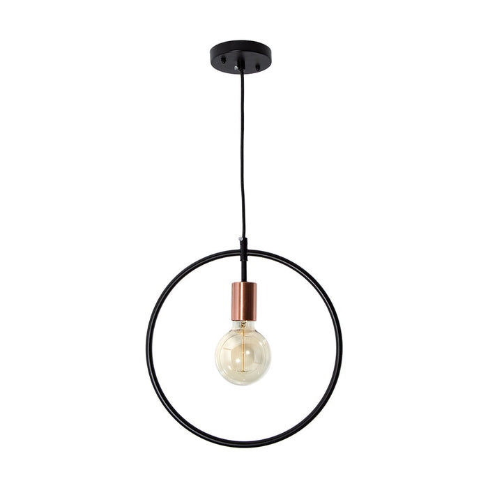Lámpara de Techo Moderna Negro y Cobre Antiguo 40W E27 1 Luz