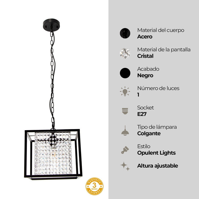 Lámpara Colgante Moderno Negro 40w E27 1 Luz