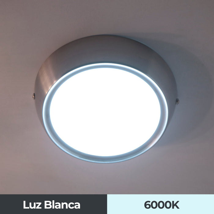 Lámpara de Techo Moderna Plafon Níquel Satinado LED Integrado 12W 6000K Luz Blanca