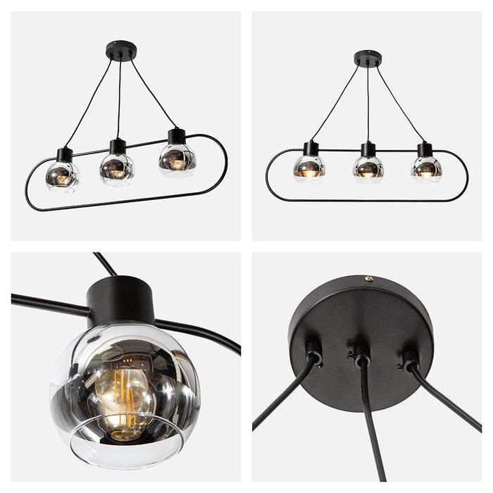 Lámpara colgante Modern Luxe negro E27 40w 3 luces