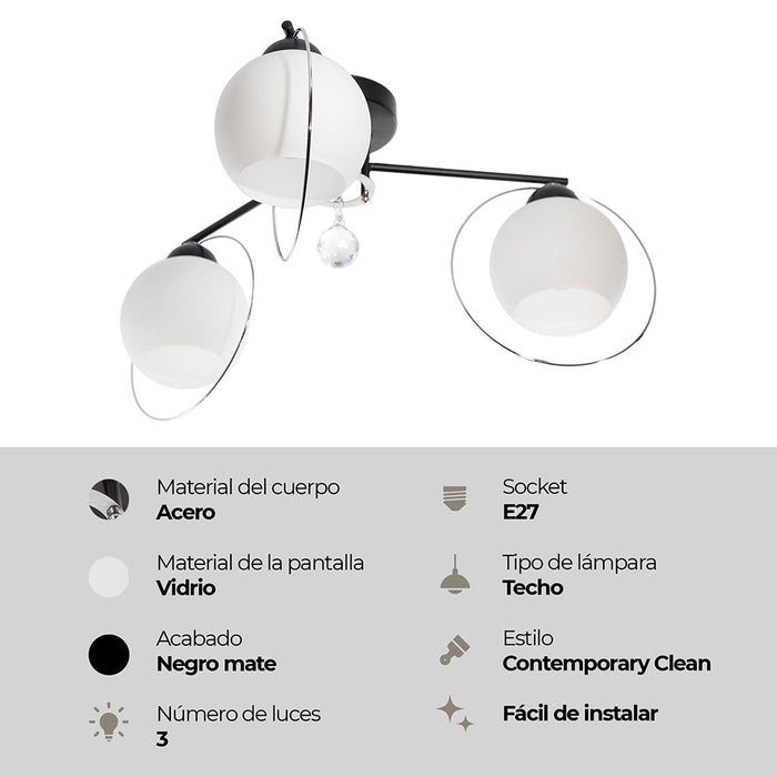 Lámpara de Techo Contemporary Clean Blanco E27 40w 3 Luces