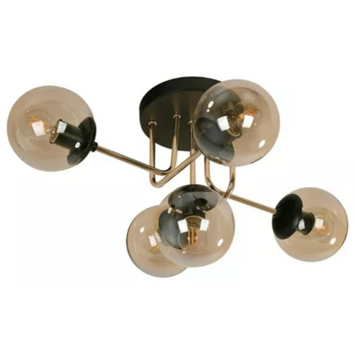 Lámpara de Techo Sputnik Negro Oro Ambar E27 G45 40w 5 Luces