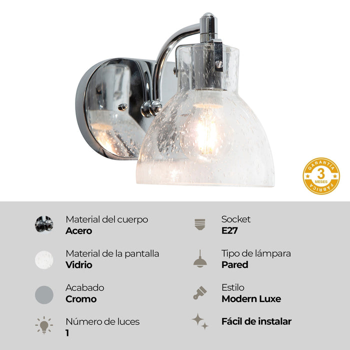 Lámpara de Pared Cromo 1 Luz  E27 60w