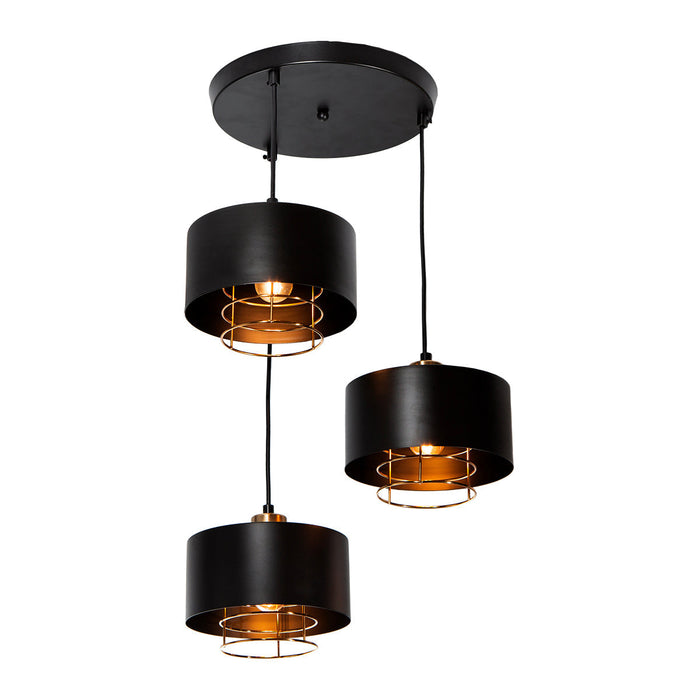Lámpara Colgante Moderna Negro Socket E27 40w 3 Luces