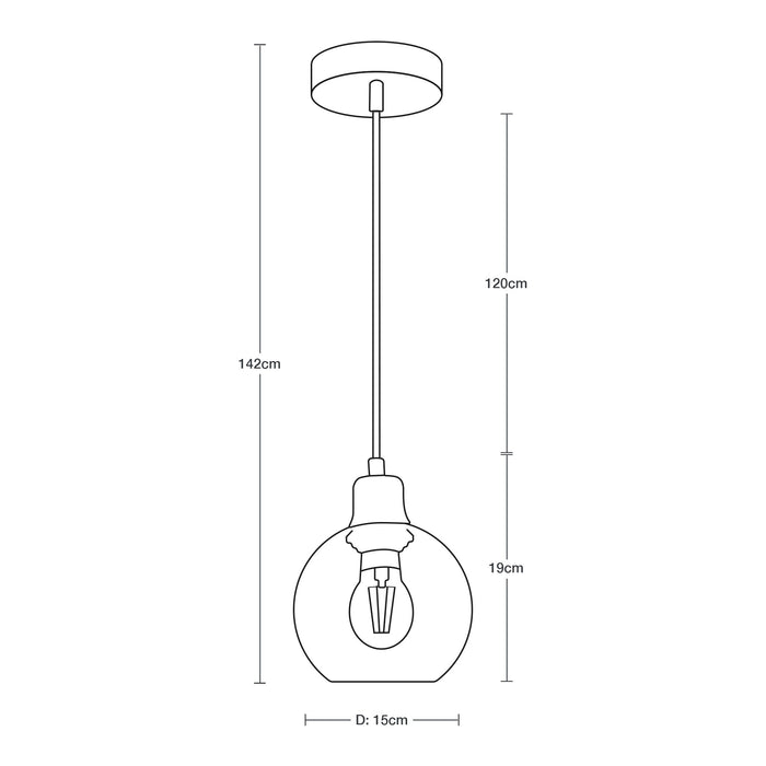 Lámpara Colgante Acabado en Negro Socket E27 40w 1 Luz