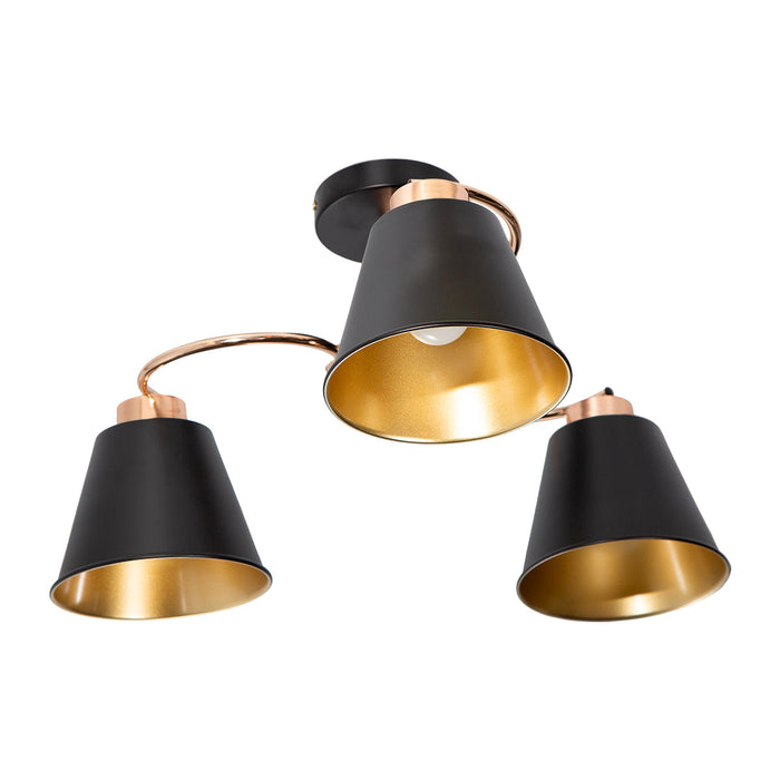 Lámpara de Techo Negro Oro Frances Dark Decor E27 40W 3 Luces