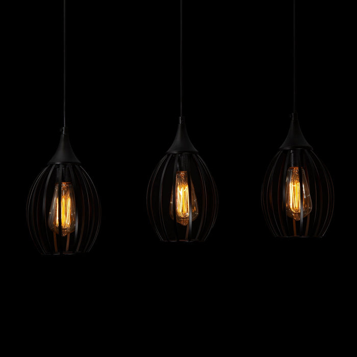 Lámpara Colgante Rustic Modern Negro E27 60w 3 Luces